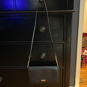 Gently Used Kate Spade Clutch with CrossBody Strap, Black with black strap
